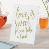 愛は甘い、おごり金ゴールド 台座サイン (インサイチュ)