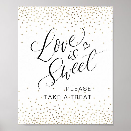 「愛は甘い」カリグラフィー お菓子をお取りください ポスター (正面)