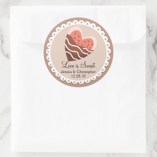 愛は甘い – ハートクッキーをチョコレートに浸した ラウンドシール (バッグ)