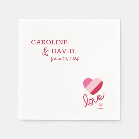 愛は甘い、ハート、スウィートアート、シャワー結婚、 スタンダードカクテルナプキン (正面)