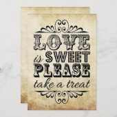 愛は甘い – ヴィンテージウェディングサイン 招待状 (正面/裏面)
