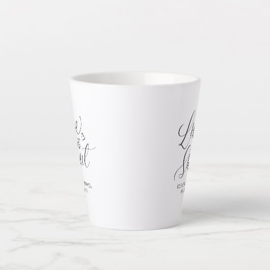 「愛は甘い」書道モダン結婚式の引き出物 カフェラテマグ (正面)