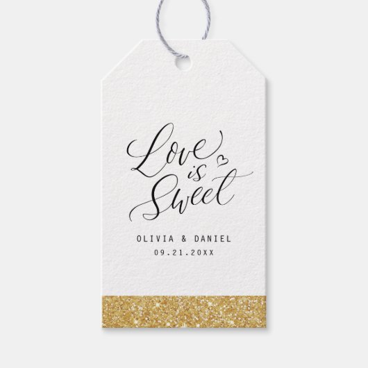 「愛は甘い」書道モダン結婚式の引き出物 ギフトタグ (正面)