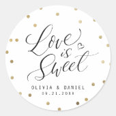 「愛は甘い」書道モダン結婚式の引き出物 ラウンドシール (正面)
