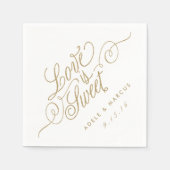 「愛は甘い」金ゴールドグリッター結婚のナプキンス スタンダードカクテルナプキン (正面)