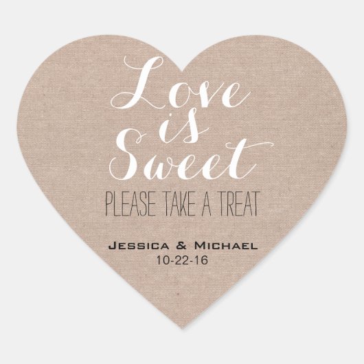 愛は甘くカスタムなキャンデーのビュッフェの結婚式の引き出物です ハートシール (正面)
