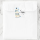 愛は甘パーソナライズされたい結婚ケーキ箱のラベル スクエアシール (バッグ)