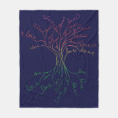 愛は生命のすべてのツリー海軍レインボーバレンタイン フリースブランケット (正面)