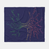 愛は生命のすべてのツリー海軍レインボーバレンタイン フリースブランケット (正面(横))