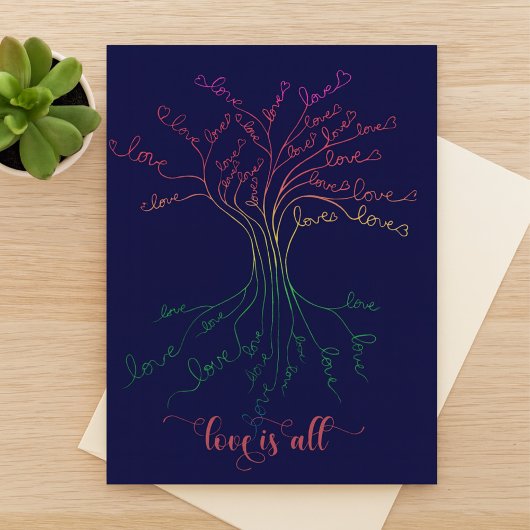 愛は生命のすべてのツリー海軍レインボーバレンタイン ポストカード