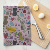 愛は皿タオルをかわいがります キッチンタオル (四つ折り)