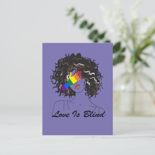 愛は盲目でLGBTの手描きの女かわいらしの子おもしろい。 ポストカード (スタンド正面)