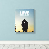 愛は私たちの物語が始まる場所カップル写真キャンバス キャンバスプリント (インサイチュ (ウッドフロア))