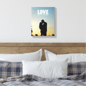 愛は私たちの物語が始まる場所カップル写真キャンバス キャンバスプリント (インサイチュ (寝室))