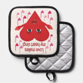 「愛は私のハートを歌う！」 歌うハート 鍋敷き (正面/裏面)