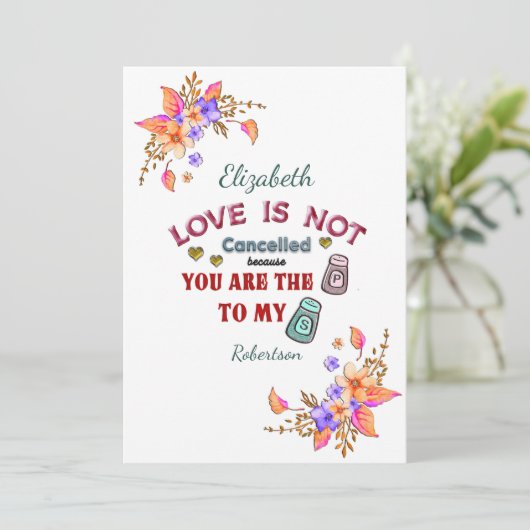 愛は私の唐辛子あなたの塩を取り消さカスタムない カード (スタンド正面)