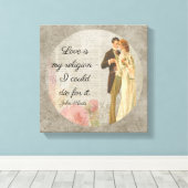 愛は私の宗教である_Keats - Canvas Art キャンバスプリント (インサイチュ (ウッドフロア))