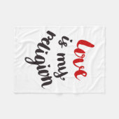 愛は私の宗教です フリースブランケット (正面(横))