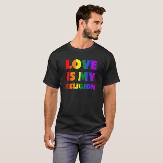 愛は私の宗教Lgbtqia+レインボフラッグゲイPrid Tシャツ (正面フル)