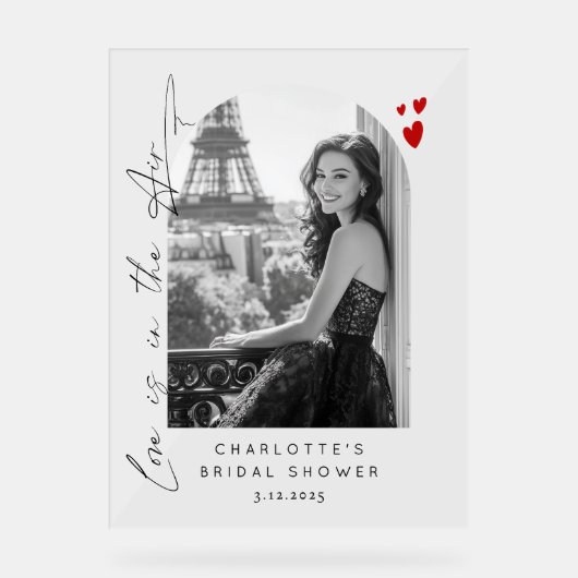 愛は空中にあるブライダルシャワー写真ようこそ アクリルサイン (正面)