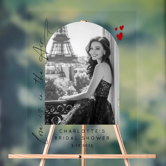 愛は空中にあるブライダルシャワー写真ようこそ アクリルサイン (ニュートラル)