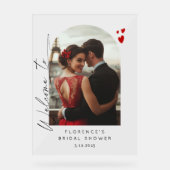 愛は空中にあるブライダルシャワー歓迎 アクリルサイン (正面)