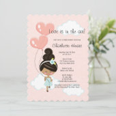 愛は空中にあるブライダルシャワー黒髪 招待状 (スタンド正面)