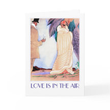 愛は空中にある。アールデコバレンタインデーのカード