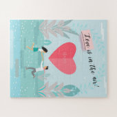 「愛は空中にある!」 エナメル付きモダンカップル ジグソーパズル (横)