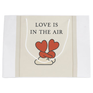 愛は空中にある – ハグハート抱き枕 ラージペーパーバッグ