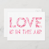 愛は空中にある – ピンクのハートパターン葉書 ポストカード (正面/裏面)