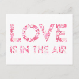 愛は空中にある – ピンクのハートパターン葉書 ポストカード
