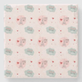 愛は空気のエッフェル塔とハートパターン ストーンコースター (正面)