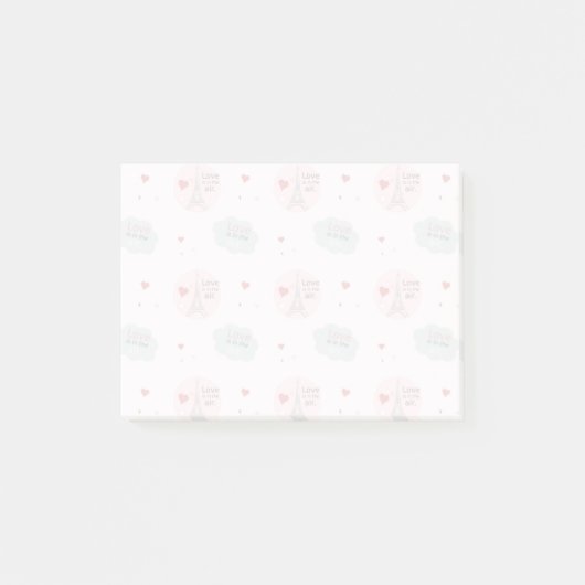 愛は空気のエッフェル塔とハートパターン ポストイット (正面)