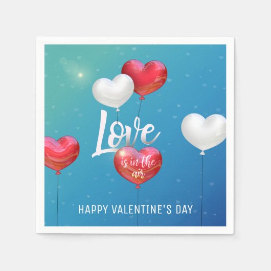 愛は空気のバレンタイン風船の紙ナプキン スタンダードカクテルナプキン (正面)