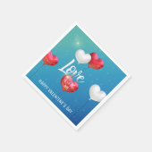 愛は空気のバレンタイン風船の紙ナプキン スタンダードカクテルナプキン (角)