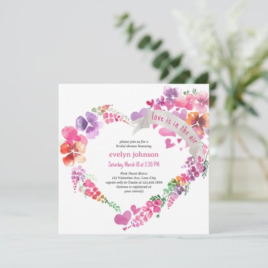 愛は空気のフローラハートブライダルシャワー 招待状 (スタンド正面)
