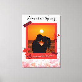 愛は空気の中にあるカスタムフォトカップル&文字 キャンバスプリント