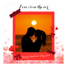 愛は空気の中にあるカスタムフォトカップル&文字