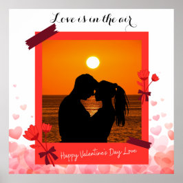 愛は空気の中にあるカスタムフォトカップル&文字 ポスター