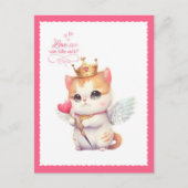愛は空気の中にあるチビ（小さくかわいく書いた感じ）エンジェルキッテンバレンタイン シーズンポストカード (正面)