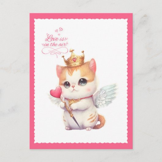 愛は空気の中にあるチビ（小さくかわいく書いた感じ）エンジェルキッテンバレンタイン シーズンポストカード (正面)