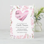 愛は空気の中にあるハートと花ブライダルシャワー 招待状 (スタンド正面)