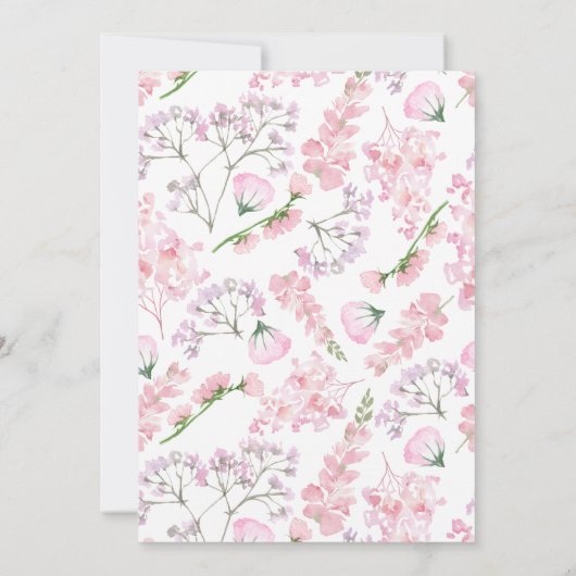 愛は空気の中にあるハートと花ブライダルシャワー 招待状 (裏面)