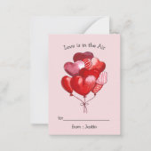 愛は空気の中にあるハートバルーンKIDSバレンタイン ノートカード (正面)