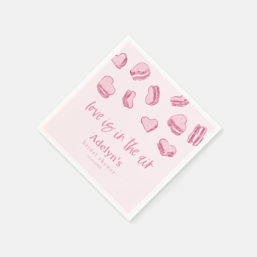 愛は空気の中にあるピンクハートブライダルシャワー スタンダードカクテルナプキン (角)