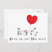 愛は空気の中にある小さなマウスのバレンタイン葉書 シーズンポストカード (正面/裏面)