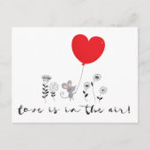 愛は空気の中にある小さなマウスのバレンタイン葉書 シーズンポストカード (正面)
