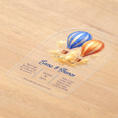 愛は空気の中にある熱気球の旅結婚行 アクリル招待状 (レイダウン)