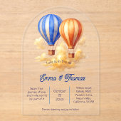 愛は空気の中にある熱気球の旅結婚行 アクリル招待状 (正面)